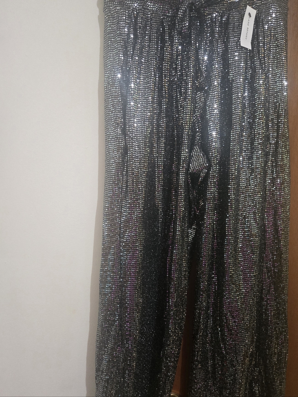Lane Bryant Black Sequin Wide Leg Pants